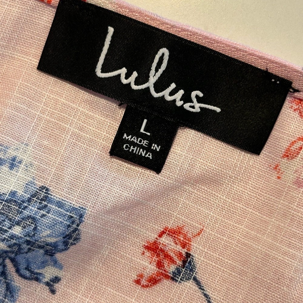 LULU'S Lilly Light Pink Floral Tie Sleeve Dress NWT S LG - Picture 14 of 15